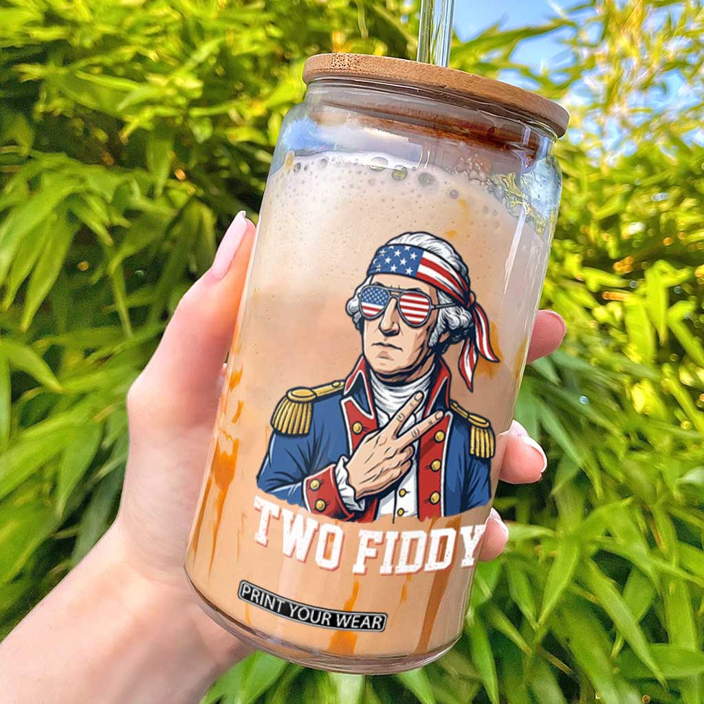 Two Fiddy George Washington Bandana Glass Can Funny Cool Sunglasses American Flag Headband Peace Sign Patriotic TS02 Black Print Your Wear