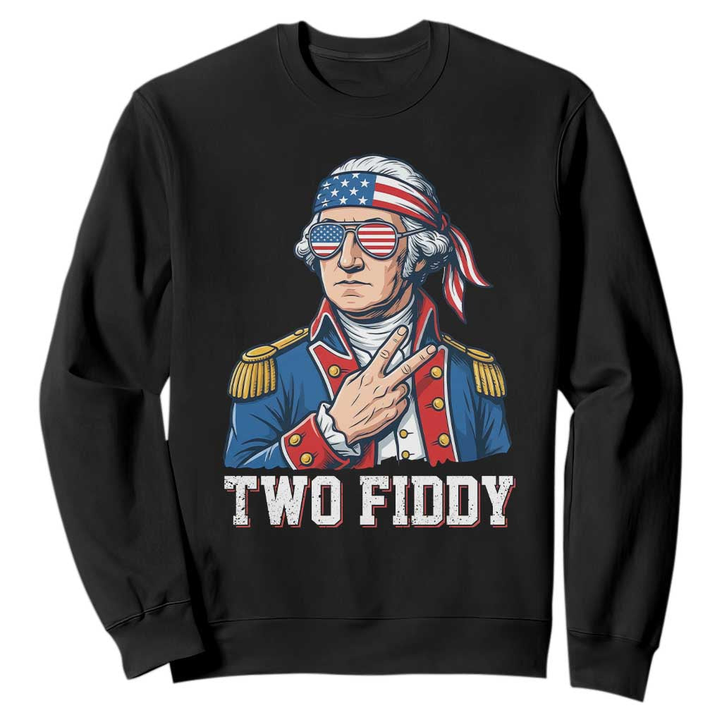 Two Fiddy George Washington Bandana Sweatshirt Funny Cool Sunglasses American Flag Headband Peace Sign Patriotic TS02 Black Print Your Wear