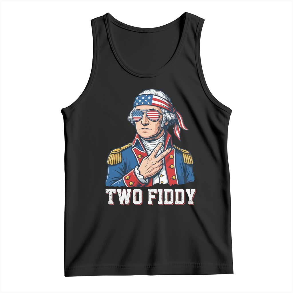 Two Fiddy George Washington Bandana Tank Top Funny Cool Sunglasses American Flag Headband Peace Sign Patriotic TS02 Black Print Your Wear