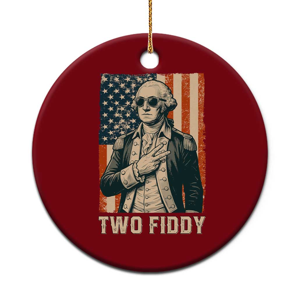 Two Fiddy Vintage George Washington Ceramic Ornament Funny Sunglasses Peace Sign Retro American Flag Semiquincentennial TS02 1pc Red Print Your Wear