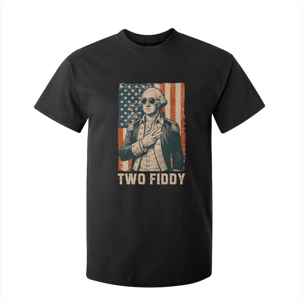 Two Fiddy Vintage George Washington T Shirt For Kid Funny Sunglasses Peace Sign Retro American Flag Semiquincentennial TS02 Black Print Your Wear