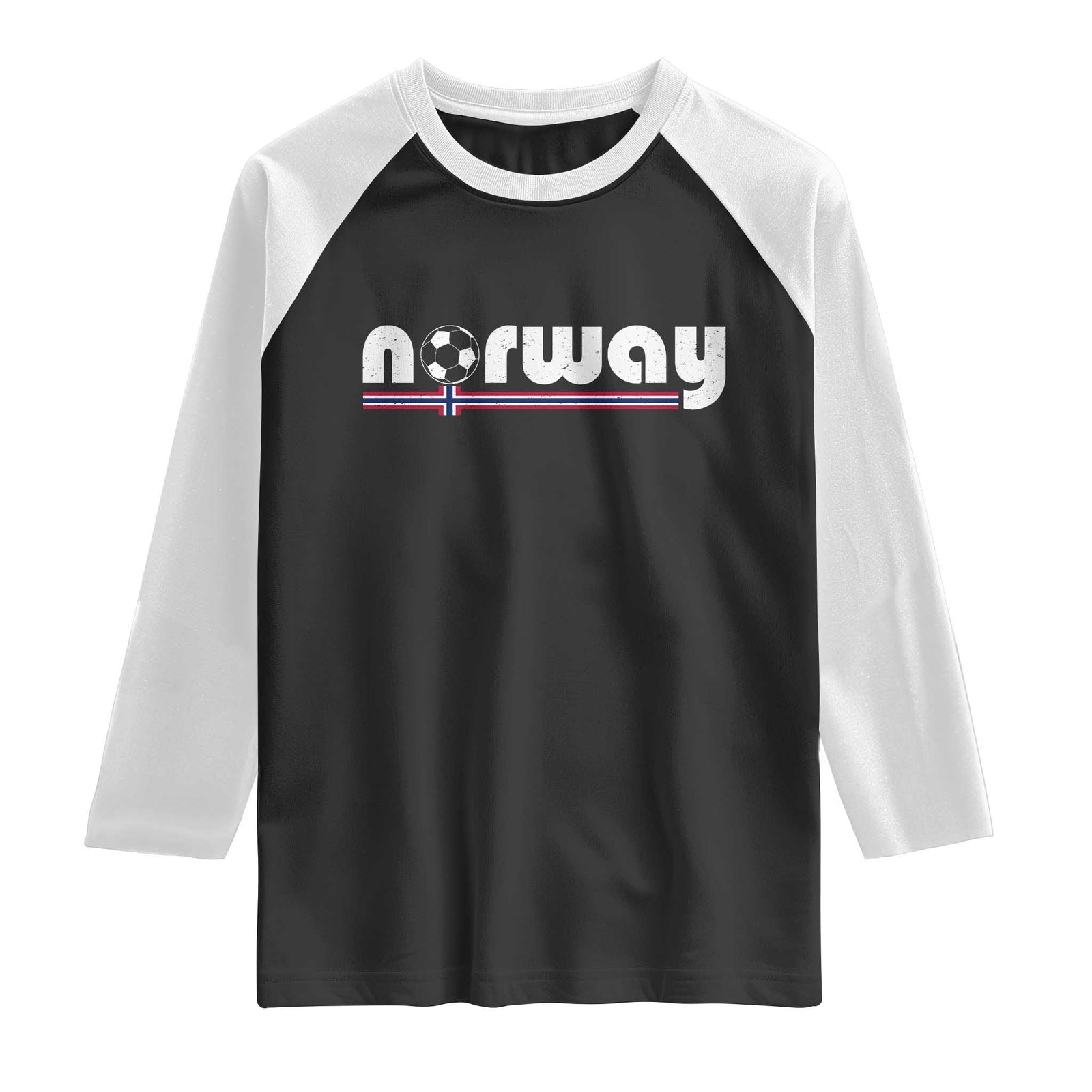 Classic Norway Soccer Vintage Norwegian Flag Raglan Shirt Football Fans Support TS02 Black White Print Your Wear