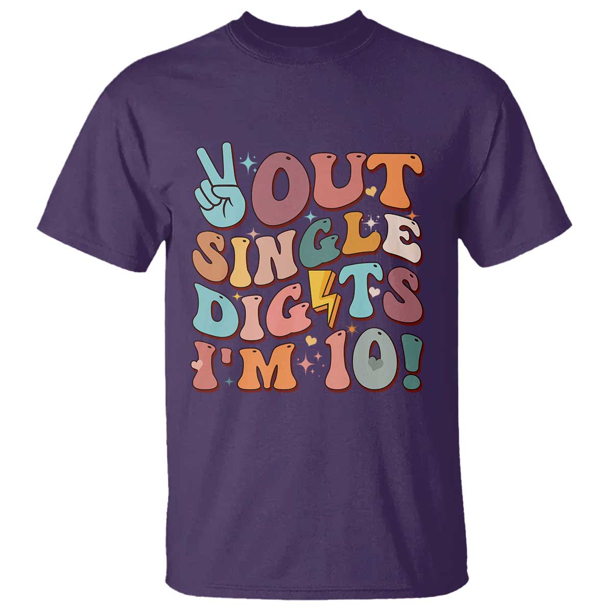 Funny Retro Groovy 10th Birthday T Shirt Out Single Digits I'm Ten TS02 Purple Print Your Wear