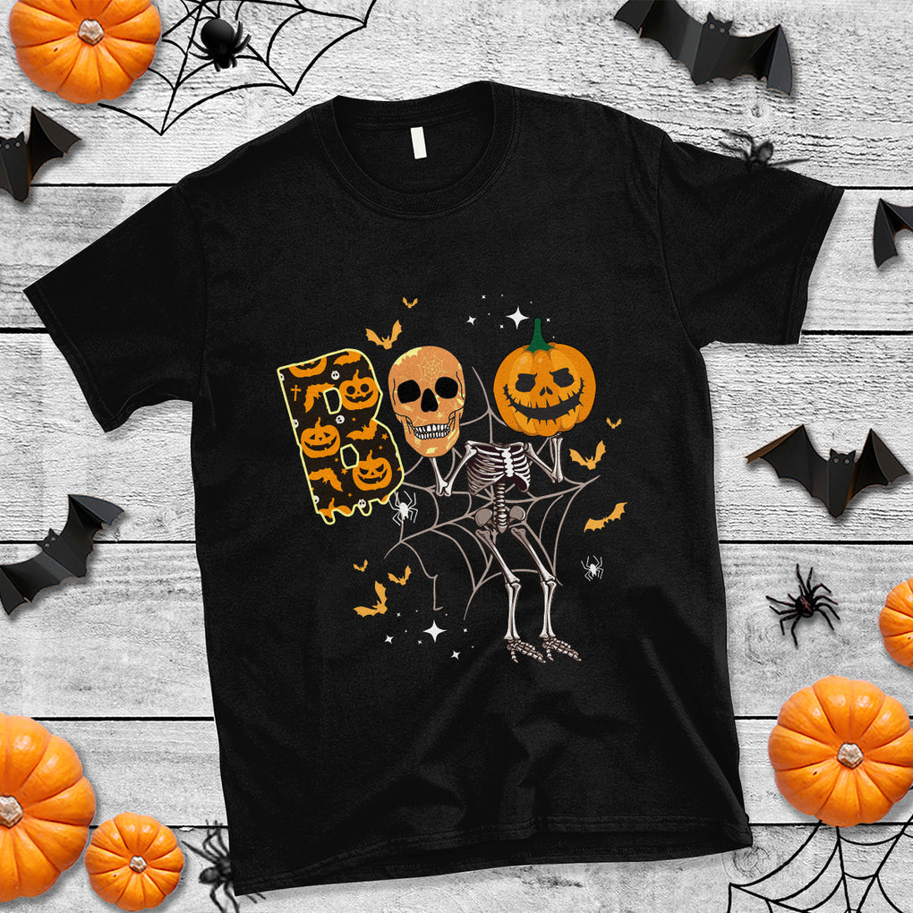 Spooky Boo Dancing Skeleton Skull Scary Pumpkin Halloween T Shirt TS02 Purple Printyourwear