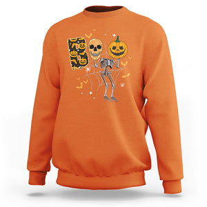 Spooky Boo Dancing Skeleton Skull Scary Pumpkin Halloween Sweatshirt TS02 Printyourwear