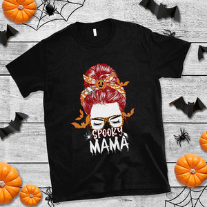 Spooky Mama Halloween Ghost Witchy Spooky Mom Messy Bun T Shirt TS02 Purple Printyourwear