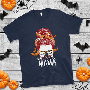 Spooky Mama Halloween Ghost Witchy Spooky Mom Messy Bun T Shirt TS02 Printyourwear