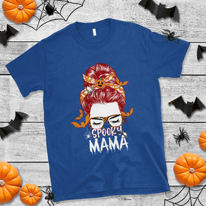 Spooky Mama Halloween Ghost Witchy Spooky Mom Messy Bun T Shirt TS02 Printyourwear