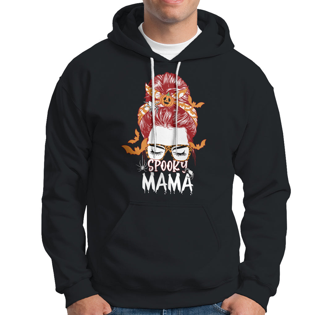 Spooky Mama Halloween Ghost Witchy Spooky Mom Messy Bun Hoodie TS02 Purple Printyourwear