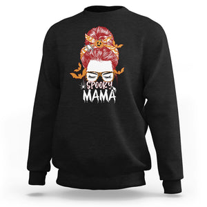 Spooky Mama Halloween Ghost Witchy Spooky Mom Messy Bun Sweatshirt TS02 Purple Printyourwear