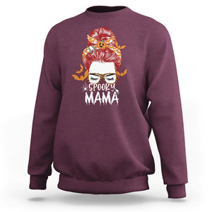 Spooky Mama Halloween Ghost Witchy Spooky Mom Messy Bun Sweatshirt TS02 Printyourwear