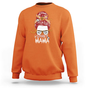 Spooky Mama Halloween Ghost Witchy Spooky Mom Messy Bun Sweatshirt TS02 Printyourwear