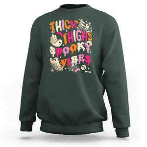 Thick Thighs Spooky Vibe Retro Groovy Witchy Halloween Costume Sweatshirt TS02 Printyourwear