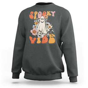 Spooky Vibe Retro Groovy Spooky Boo Ghost Halloween Costume Sweatshirt TS02 Printyourwear