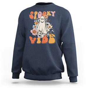 Spooky Vibe Retro Groovy Spooky Boo Ghost Halloween Costume Sweatshirt TS02 Printyourwear