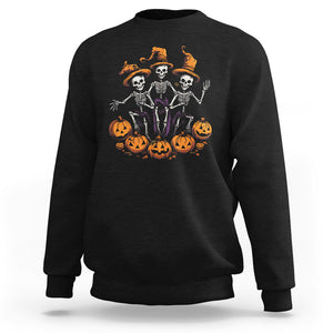 Dancing Skeletons Dance Challenge Scary Pumpkin Spooky Halloween Sweatshirt TS02 Purple Printyourwear