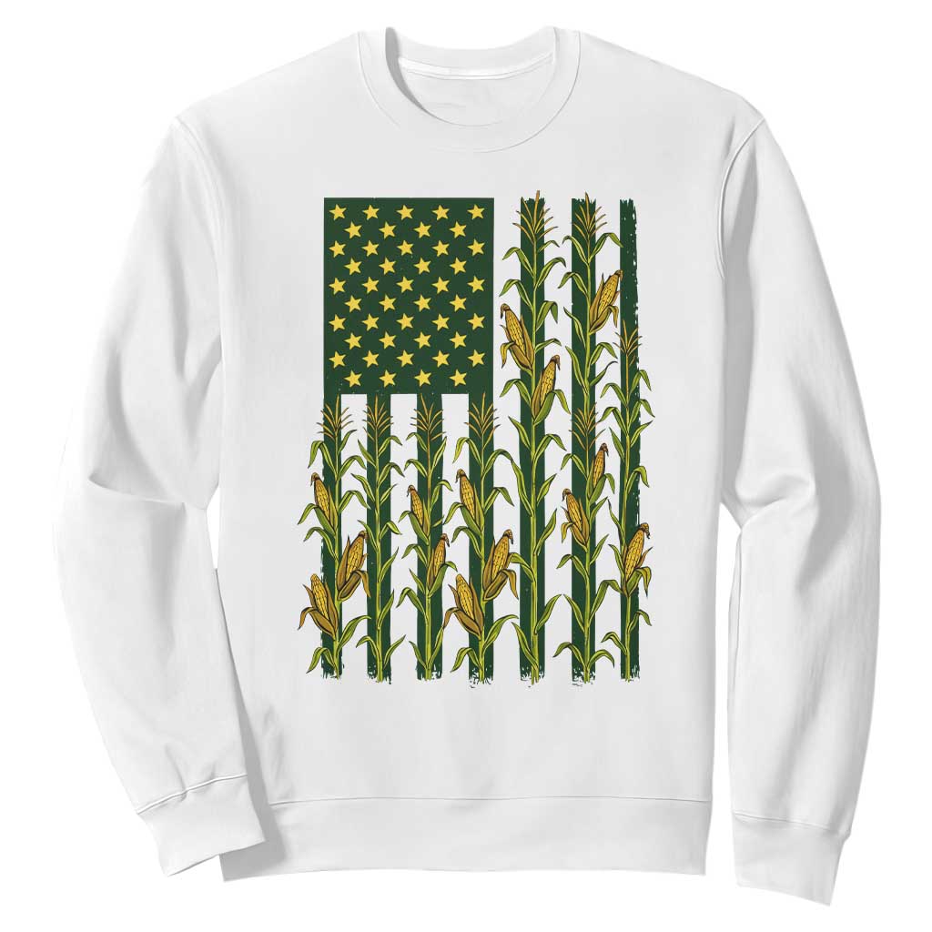 American Flag Corn Farmer Country Agriculture Sweatshirt Vintage Patriotic Harvest TS02 White Print Your Wear