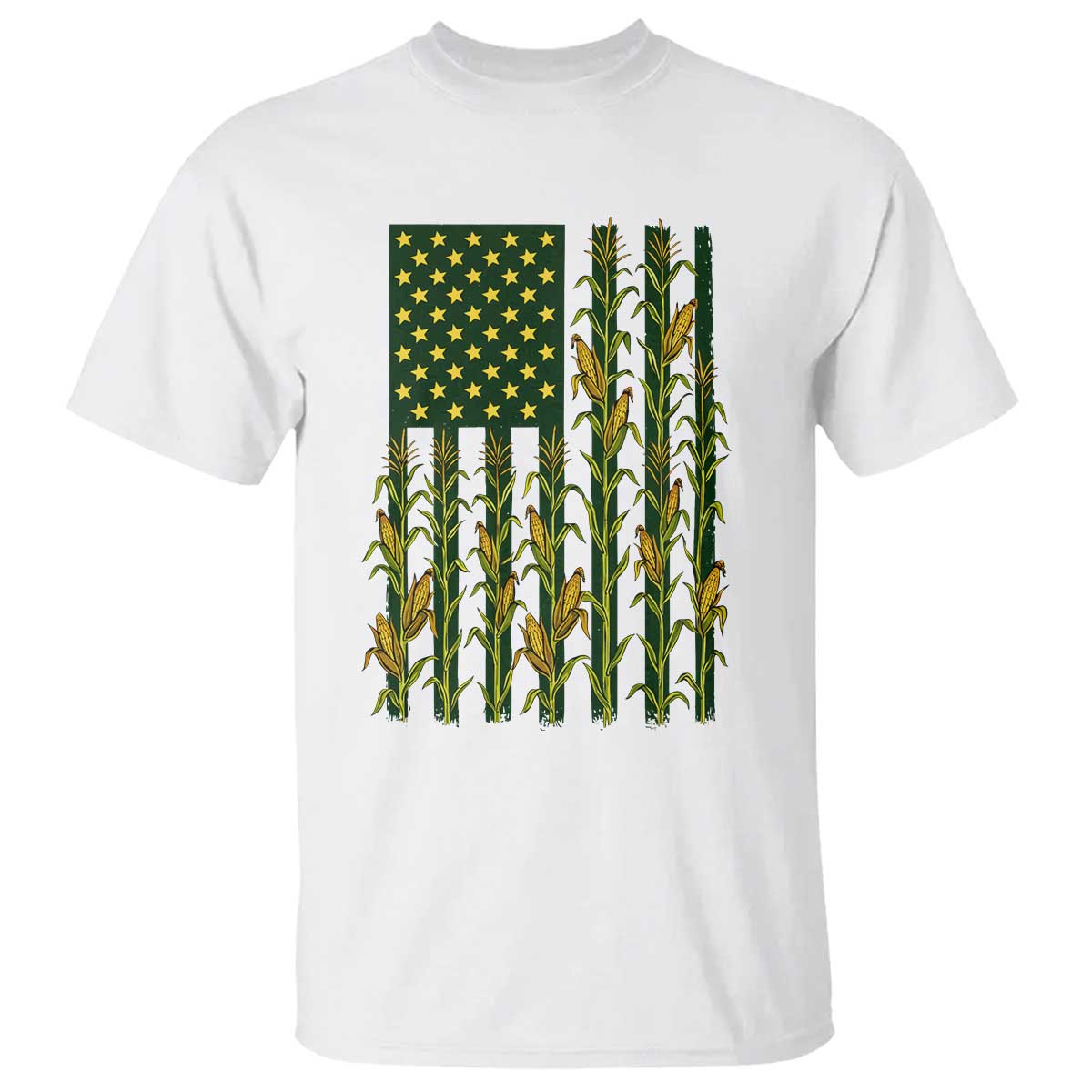 American Flag Corn Farmer Country Agriculture T Shirt Vintage Patriotic Harvest TS02 White Print Your Wear