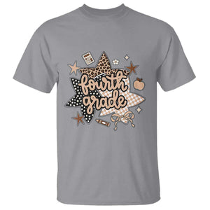 Fourth Grade Leopard Checkered Star Coquette T Shirt Cute 4th Grade Girl Back to School Gift TS02 Sport Gray Print Your Wear