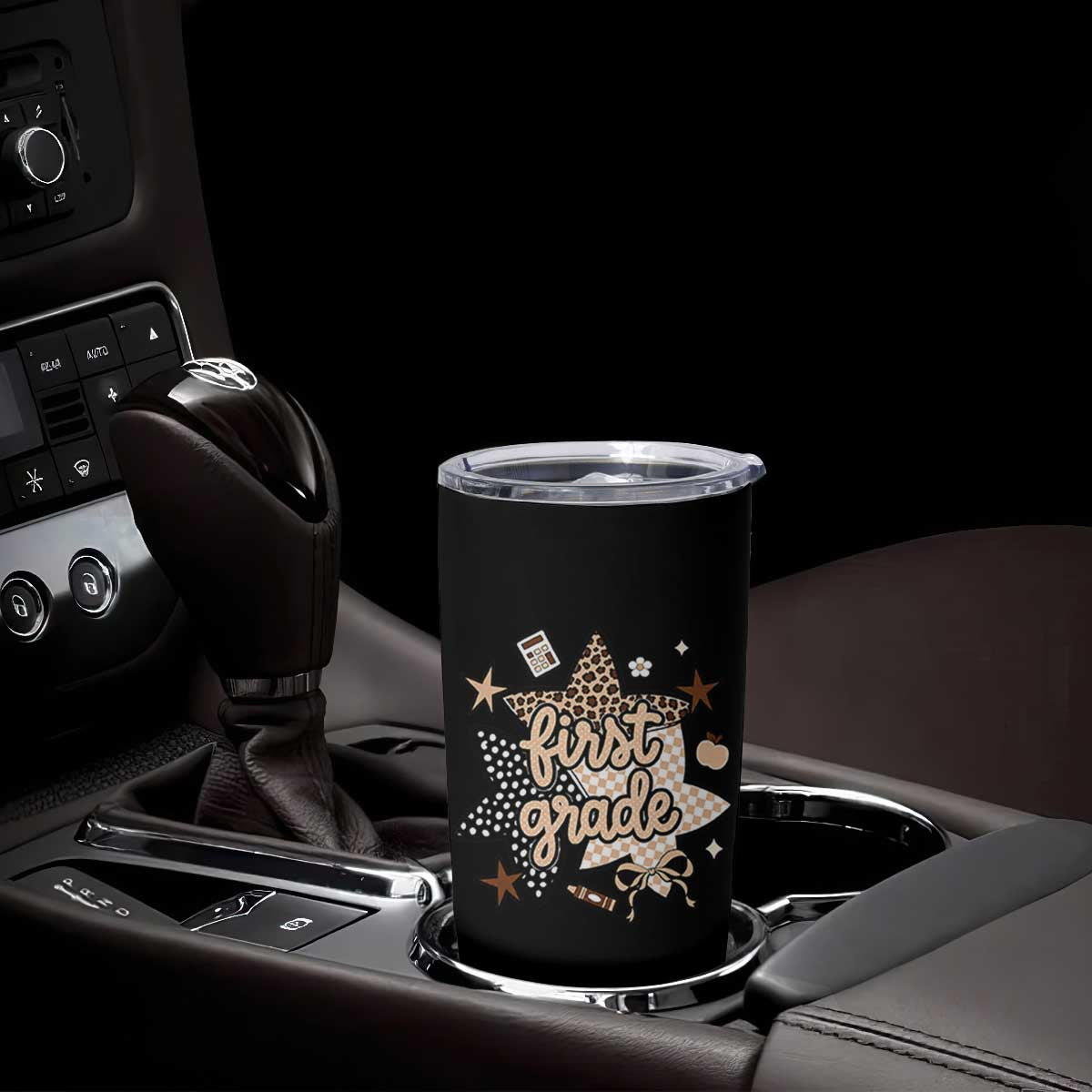 First Grade Leopard Checkered Star Coquette Tumbler Cup Cute 1st Grade Girl Back to School Gift TS02 Print Your Wear