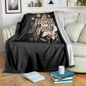 Second Grade Leopard Checkered Star Coquette Throw Blanket Cute 2nd Grade Girl Back to School Gift TS02 Print Your Wear
