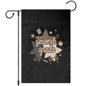 Second Grade Leopard Checkered Star Coquette Garden Flag Cute 2nd Grade Girl Back to School Gift TS02 Black Print Your Wear