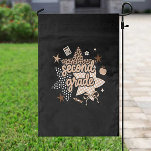 Second Grade Leopard Checkered Star Coquette Garden Flag Cute 2nd Grade Girl Back to School Gift TS02 Print Your Wear