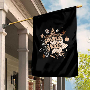Second Grade Leopard Checkered Star Coquette Garden Flag Cute 2nd Grade Girl Back to School Gift TS02 Print Your Wear