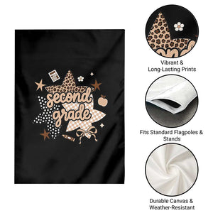Second Grade Leopard Checkered Star Coquette Garden Flag Cute 2nd Grade Girl Back to School Gift TS02 Print Your Wear