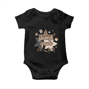 Second Grade Leopard Checkered Star Coquette Baby Onesie Cute 2nd Grade Girl Back to School Gift TS02 Black Print Your Wear