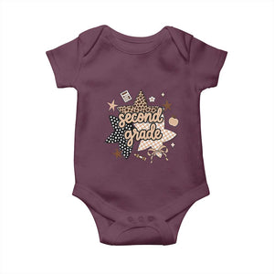 Second Grade Leopard Checkered Star Coquette Baby Onesie Cute 2nd Grade Girl Back to School Gift TS02 Maroon Print Your Wear