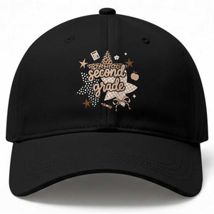 Second Grade Leopard Checkered Star Coquette Baseball Cap Cute 2nd Grade Girl Back to School Gift TS02 Print Your Wear