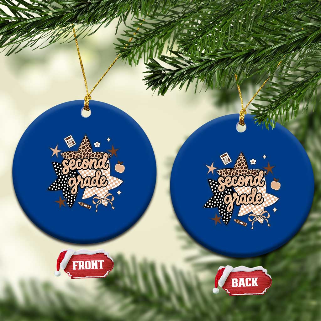 Second Grade Leopard Checkered Star Coquette Ceramic Ornament Cute 2nd Grade Girl Back to School Gift TS02 1pc Blue Print Your Wear