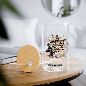 Second Grade Leopard Checkered Star Coquette Glass Can Cute 2nd Grade Girl Back to School Gift TS02 Print Your Wear