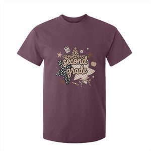 Second Grade Leopard Checkered Star Coquette T Shirt For Kid Cute 2nd Grade Girl Back to School Gift TS02 Maroon Print Your Wear