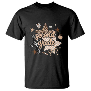 Second Grade Leopard Checkered Star Coquette T Shirt Cute 2nd Grade Girl Back to School Gift TS02 Black Print Your Wear