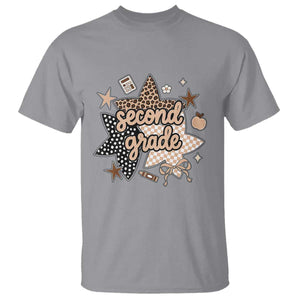 Second Grade Leopard Checkered Star Coquette T Shirt Cute 2nd Grade Girl Back to School Gift TS02 Sport Gray Print Your Wear
