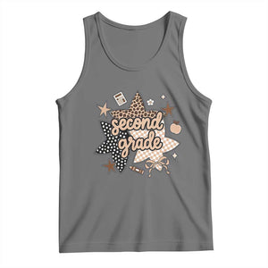 Second Grade Leopard Checkered Star Coquette Tank Top Cute 2nd Grade Girl Back to School Gift TS02 Black Heather Print Your Wear