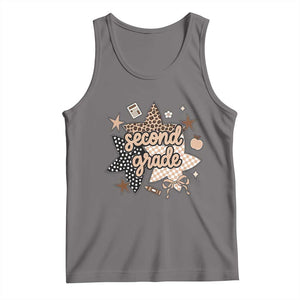 Second Grade Leopard Checkered Star Coquette Tank Top Cute 2nd Grade Girl Back to School Gift TS02 Deep Heather Print Your Wear