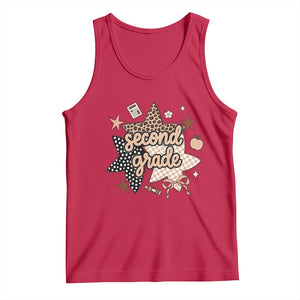 Second Grade Leopard Checkered Star Coquette Tank Top Cute 2nd Grade Girl Back to School Gift TS02 Red Print Your Wear