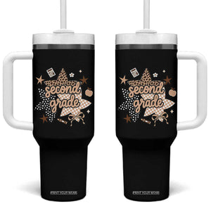 Second Grade Leopard Checkered Star Coquette Tumbler With Handle Cute 2nd Grade Girl Back to School Gift TS02 One Size: 40 oz Black Print Your Wear