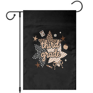 Third Grade Leopard Checkered Star Coquette Garden Flag Cute 3rd Grade Girl Back to School Gift TS02 Black Print Your Wear