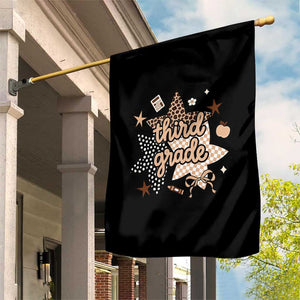 Third Grade Leopard Checkered Star Coquette Garden Flag Cute 3rd Grade Girl Back to School Gift TS02 Print Your Wear