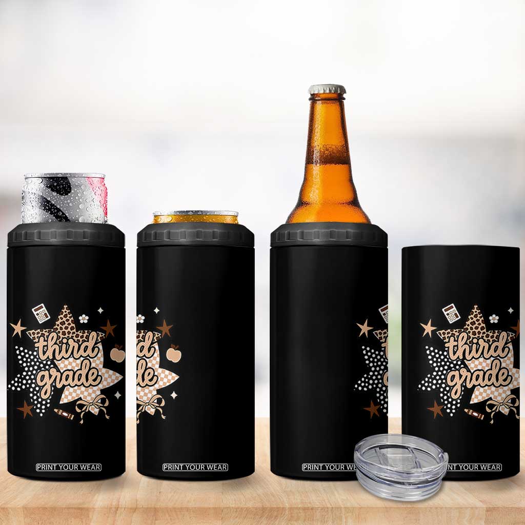 Third Grade Leopard Checkered Star Coquette 4 in 1 Can Cooler Tumbler Cute 3rd Grade Girl Back to School Gift TS02 Print Your Wear