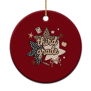 Third Grade Leopard Checkered Star Coquette Ceramic Ornament Cute 3rd Grade Girl Back to School Gift TS02 1pc Red Print Your Wear