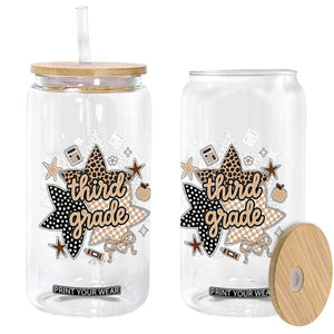 Third Grade Leopard Checkered Star Coquette Glass Can Cute 3rd Grade Girl Back to School Gift TS02 Print Your Wear