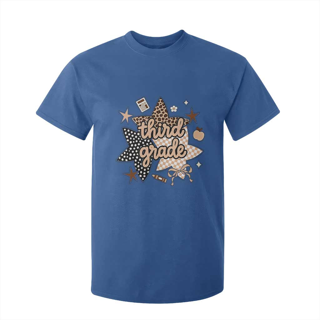 Third Grade Leopard Checkered Star Coquette T Shirt For Kid Cute 3rd Grade Girl Back to School Gift TS02 Royal Blue Print Your Wear