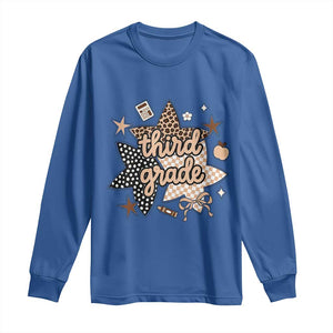 Third Grade Leopard Checkered Star Coquette Long Sleeve Shirt Cute 3rd Grade Girl Back to School Gift TS02 Royal Blue Print Your Wear