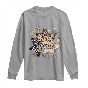 Third Grade Leopard Checkered Star Coquette Long Sleeve Shirt Cute 3rd Grade Girl Back to School Gift TS02 Sport Gray Print Your Wear