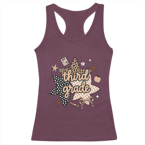 Third Grade Leopard Checkered Star Coquette Racerback Tank Top Cute 3rd Grade Girl Back to School Gift TS02 Maroon Print Your Wear